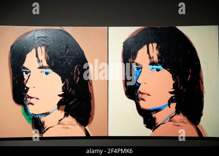 Mick Jagger par Andy Warhol exposé au musée Andy Warhol. Pittsburgh, Pennsylvanie, États-Unis Banque D'Images