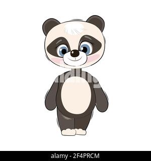 Petit panda ours cub. Objet isolé sur fond blanc. Joyeux enfant animal. Dessins animés de style plat. Drôle. Vecteur Illustration de Vecteur