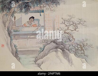 Album de peinture de douze femmes à Jinling (Nanjing) - Xichun était peinture, par Fé Danxu, dynastie Qing Banque D'Images