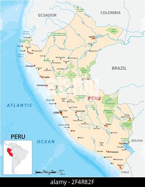 Carte vectorielle de l'État sud-américain du Pérou Illustration de Vecteur