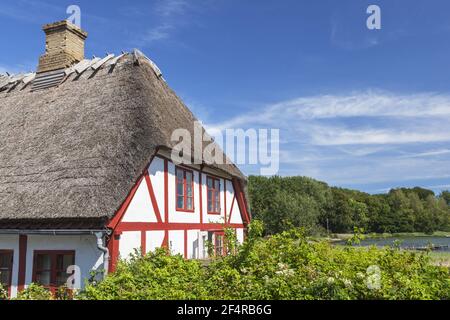 Géographie / Voyage, Danemark, Syddanmark, isle Tassinge, maison en toit de chaume en mer à Troense sur l'île , droits-supplémentaires-dégagement-Info-non-disponible Banque D'Images