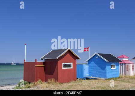 Géographie / Voyage, Danemark, Syddanmark, isle Aero, cabines de baignade à la plage d'Aeroskobing, isle Aero, Æ, droits-supplémentaires-déstockage-Info-non-disponible Banque D'Images