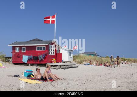 Géographie / Voyage, Danemark, Syddanmark, isle Aero, cabines de baignade à la plage Erikshale à Marstal, isle A, droits-supplémentaires-autorisations-Info-non-disponible Banque D'Images
