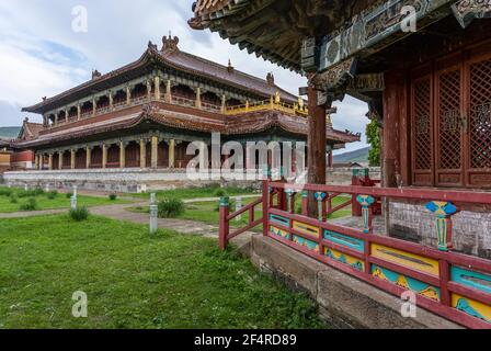 Baruunburen Sum, Mongolie - 19 août 2019 : temples du monastère bouddhiste Amarbayasgalant en Mongolie. Banque D'Images