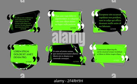 Ensemble de zones de texte Devis abstrait. Cadres de remarques de devis. Bulles de citations et modèles de remarques de citations de mention. Conception de zone de texte, balise Info, blog ou discus Illustration de Vecteur