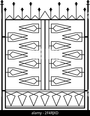 Porte en fer forgé, illustration vectorielle de conception ornementale Illustration de Vecteur