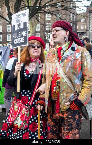 Londres, Royaume-Uni. 30 janvier 2016. Des milliers de manifestants se sont rassemblés au Musée impérial de la guerre, à l'Elephant and Castle march et à Downing Street les manifestations contre le projet de loi sur l'habitation marquent la fin du logement social à Londres Banque D'Images