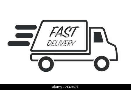 Icône de camion à livraison rapide, livraison express, symbole de ligne sur fond blanc - illustration vectorielle modifiable Illustration de Vecteur