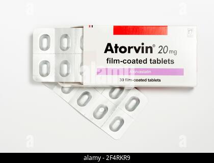 Atorvin 20 mg Atorvastatin comprimés pelliculés à usage oral par Nobel Banque D'Images