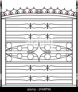 Porte en fer forgé, illustration vectorielle de conception ornementale Illustration de Vecteur