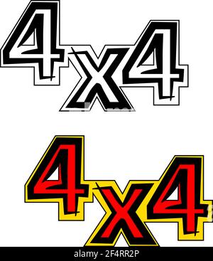 Conception quatre X quatre, 4 X 4, quatre roues motrices, graphiques de véhicule, illustration vectorielle de conception prête pour le vinyle Illustration de Vecteur