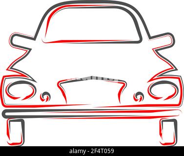 Voiture vue de face calligraphique, design de voiture élégant Vector Art Illustration Illustration de Vecteur