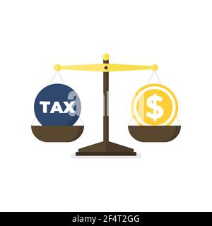 Balance avec impôt et argent comptant. Illustration de Vecteur