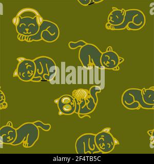 Joyeux chat drôle. Illustration parfaite. Style d'esquisse de dessin animé. Dessin de contour de main Kitty animal. Vecteur Illustration de Vecteur