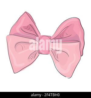 Arc rose isolé vectoriel. Un bel arc de girly brillant. Illustration pour enfants. Illustration de Vecteur