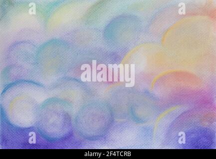 ciel et nuage de roulement doux avec couleurs arc-en-ciel pastel et texture grunge du papier à dessin, arrière-plan abstrait nature Banque D'Images