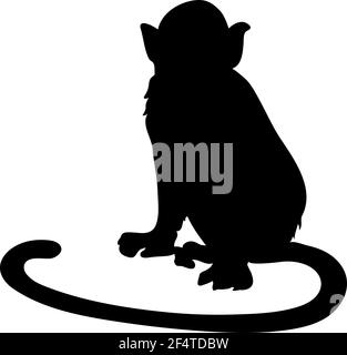 Silhouette de singe écureuil. Lignes lisses et propres. Silhouette haute et détaillée de singe écureuil. Illustration vectorielle. Illustration de Vecteur