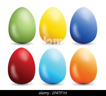 Œufs de Pâques colorés ensemble vecteur isolé sur fond blanc. Illustration du vecteur d'œuf de Pâques. Illustration de Vecteur