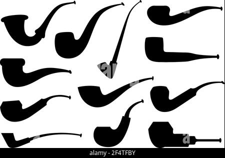 Ensemble de différents tuyaux de fumée isolés sur blanc Illustration de Vecteur