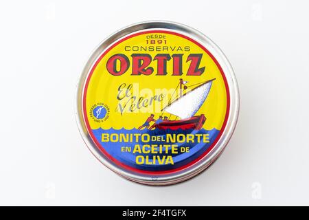 Filet de thon blanc Ortiz à l'huile d'olive Banque D'Images