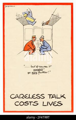 British, WW2, Cariness Talk Cables Cots Lives, affiche d'information publique, 1942-1945 Banque D'Images