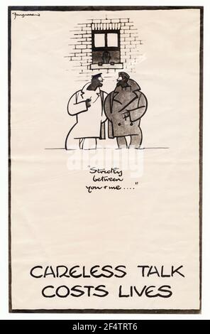 British, WW2, Cariness Talk Cables Cots Lives, affiche d'information publique, 1942-1945 Banque D'Images