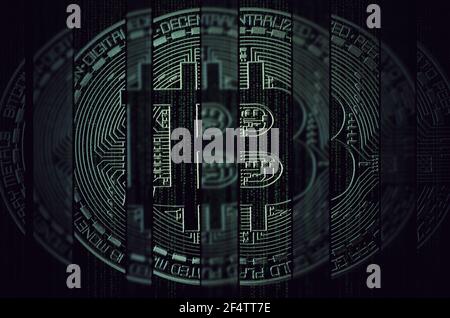 vision abstraite de la crypto-monnaie numérique du symbole bitcoin Banque D'Images
