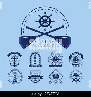 ensemble d'icônes de jeu nautique Illustration de Vecteur