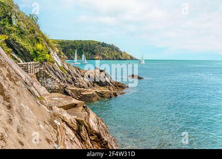 Castle Cove au-dessous du château de Dartmouth à Dartmouth Harbour, Devon, Angleterre, Royaume-Uni Banque D'Images