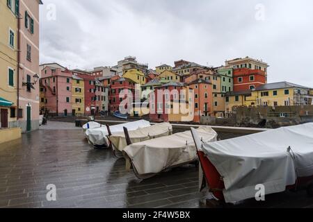 Boccadasse vieux village de marins de la ville de Gênes, Italie Banque D'Images