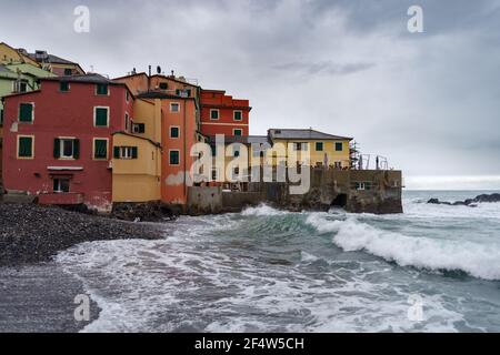 Boccadasse vieux village de marins de la ville de Gênes, Italie Banque D'Images