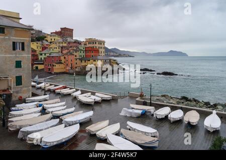 Boccadasse vieux village de marins de la ville de Gênes, Italie Banque D'Images