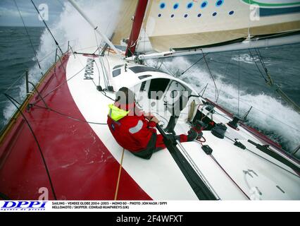 VOILE - VENDÉE GLOBE 2004-2005 - MONO 60 - PHOTO : JON NASH / DPPI HELLOMOTO / SKIPPER : CONRAD HUMPHREYS (UK) Banque D'Images