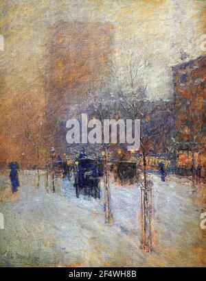 Frederick Childe Hassam- fin de l'après-midi hiver 1900 à New York Banque D'Images