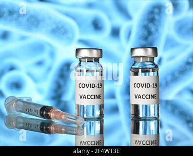 Photo des flacons de vaccin Covid-19. Manchester, Royaume-Uni. Mars 2021. Banque D'Images