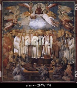 Giotto di Bondone - Ascension mort Saint François 1300 Banque D'Images