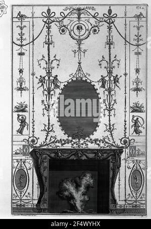 Giovanni Battista Piranesi - cheminée Frieze Medus Heads 3 cornes De nombreuses têtes d'Aries à côtés joints Banque D'Images