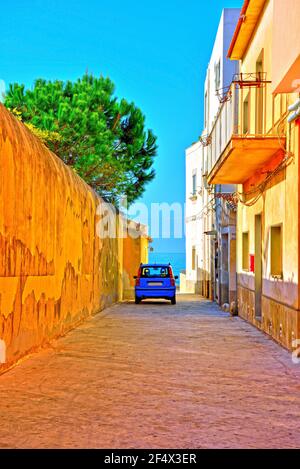 Ruelles sur la mer à donnalucata Ragusa Sicile Italie Banque D'Images