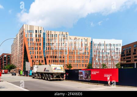 Hambourg, Allemagne - 7 août 2019 : nouveau développement résidentiel dans le quartier de HafenCity à Hambourg. Banque D'Images