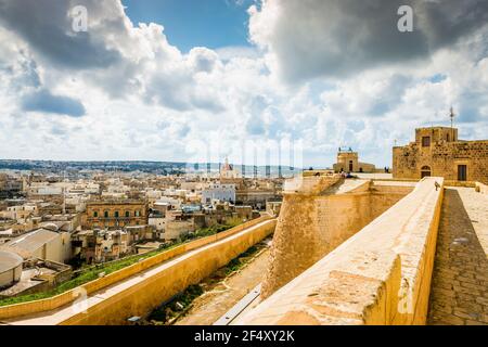 Citadelle Victoria (Rabat), capitale de l'île de Gozo, Malte Banque D'Images