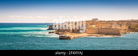 Fortification près de la Valette sur l'île de Malte Banque D'Images