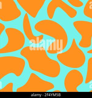 motif sans couture taches abstraites orange vives sur fond bleu vif Banque D'Images