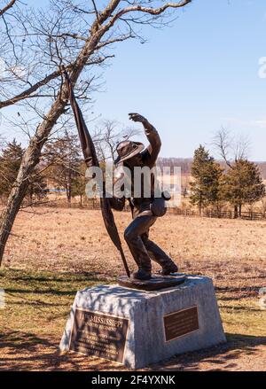 Une statue de bronze dédiée au 11e Régiment d'infanterie du Mississippi Au parc militaire national de Gettysburg Banque D'Images