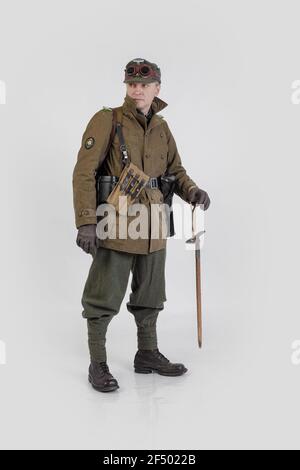 Acteur masculin dans l'uniforme militaire d'hiver d'un soldat allemand, la période 1941-1945, la Seconde Guerre mondiale Banque D'Images