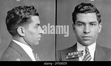 Lucano chanceux. Tasse de la gangster italienne, Charles 'Lucky' Luciano (n. Salvatore Lucania, 1897-1962), dossier du département de police de New York, 1931 Banque D'Images