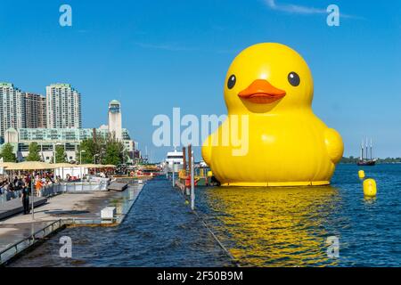 Canard géant en caoutchouc célébrera le 150e anniversaire du Canada, Toronto, Canada - 30 juin 2017 Banque D'Images