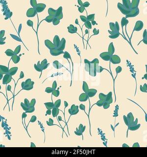 motif vectoriel sans couture petites fleurs et branches Banque D'Images