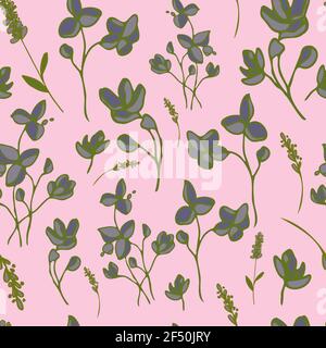 motif vectoriel sans couture petites fleurs et branches Banque D'Images