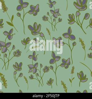 motif vectoriel sans couture petites fleurs et branches Banque D'Images