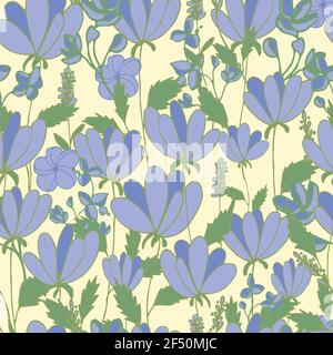 motif vectoriel de fleurs et de feuilles sans couture sur l'arrière-plan Banque D'Images